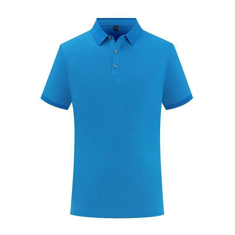 Mens short sleeve polo shirt with lapel collar and zip decoration, cotton blend, solid colour, sizes S to 4XL