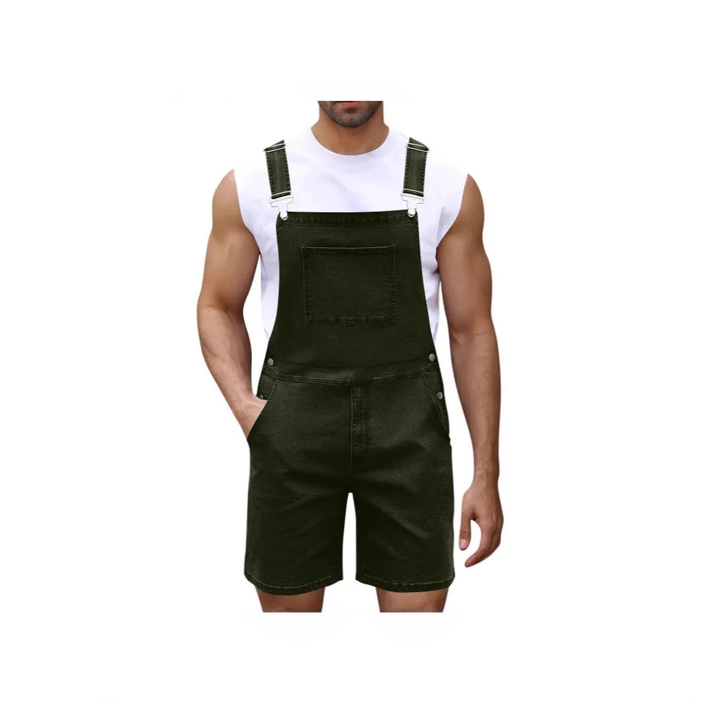 Men's straight-leg denim shorts with zip fly, cotton fabric, available in seven colours and sizes S to XXXL.