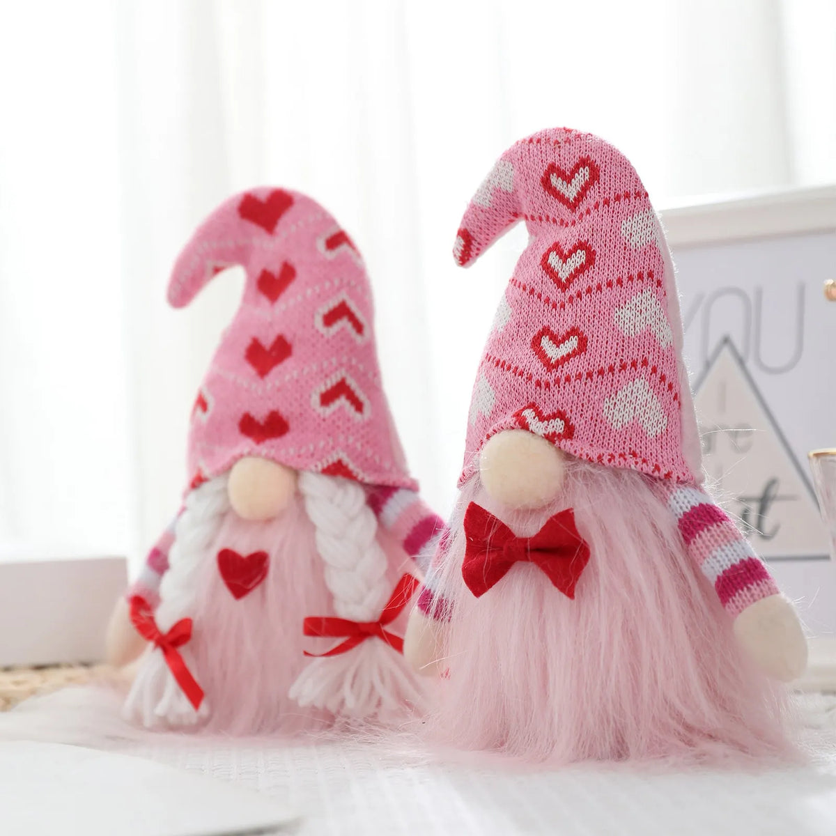 Knitted faceless cloth doll heart decoration with Nordic style for Valentine's Day