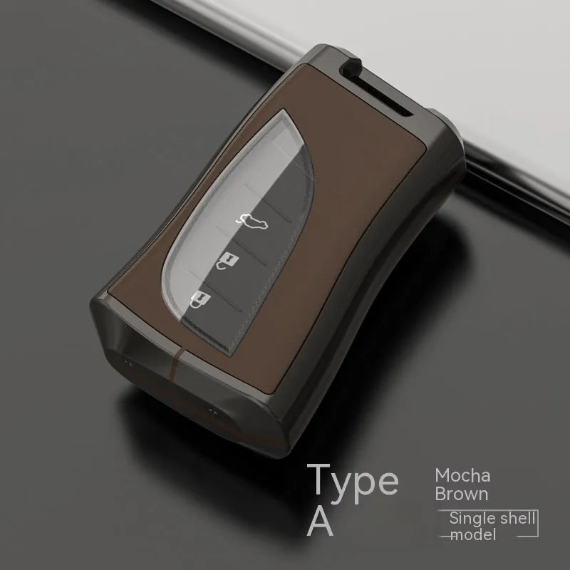 Black zinc alloy and TPU car key case for Lexus A series with metal clip and key ring cutout