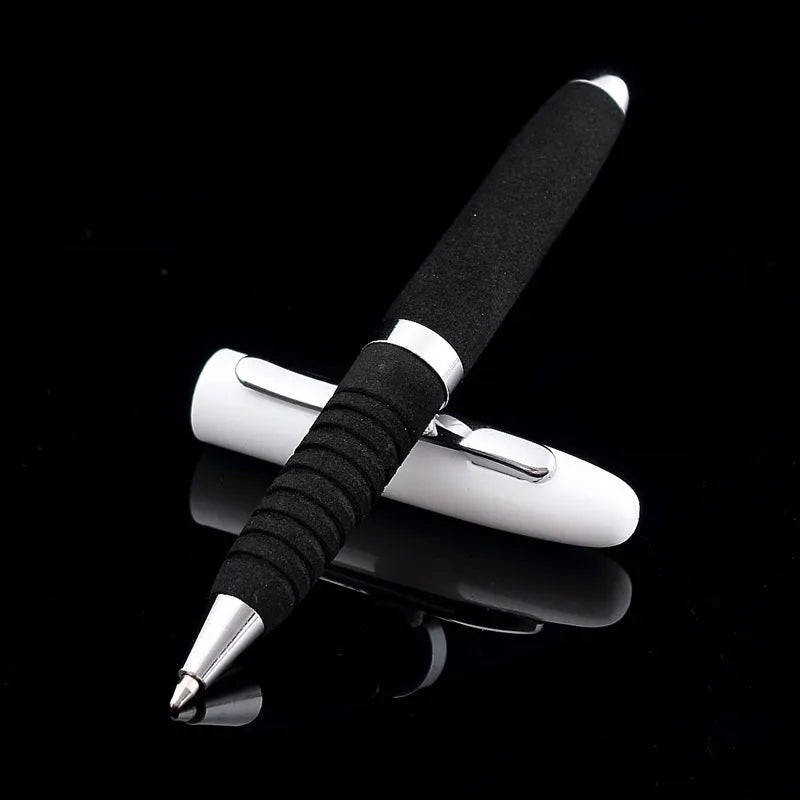 EVA metal cap mini ballpoint pen showing 112mm length and 1.0mm bullet tip with seven refill colour options