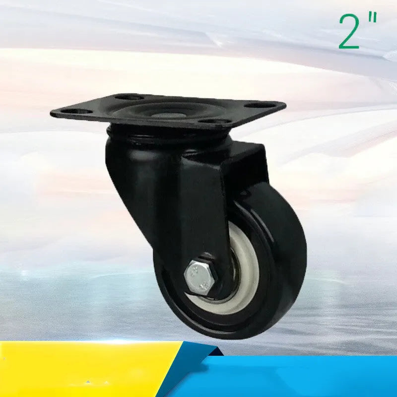 Red double bearing mute universal caster wheel in PP PU PVC, 1.5 to 5 inch, flat bottom or M8 M10 M12 screw fitting