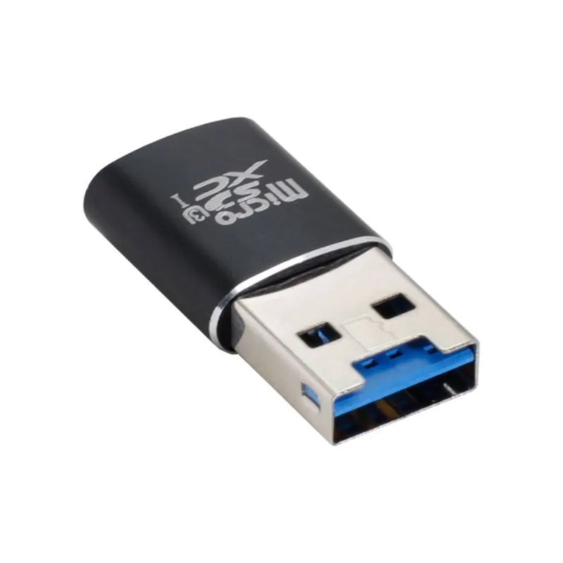 Black USB 3.0 Micro SD card reader for computer data transfer