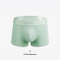Men's solid colour cotton boxer shorts in black, white, silver grey and light green.