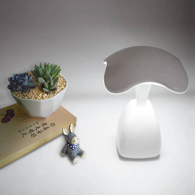 White modern LED desk lamp with touch control and USB charging port