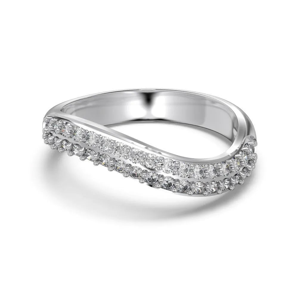 Female zircon inlaid snake-shaped S925 sterling silver ring in platinum with electroplated finish