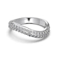 Female zircon inlaid snake-shaped S925 sterling silver ring in platinum with electroplated finish