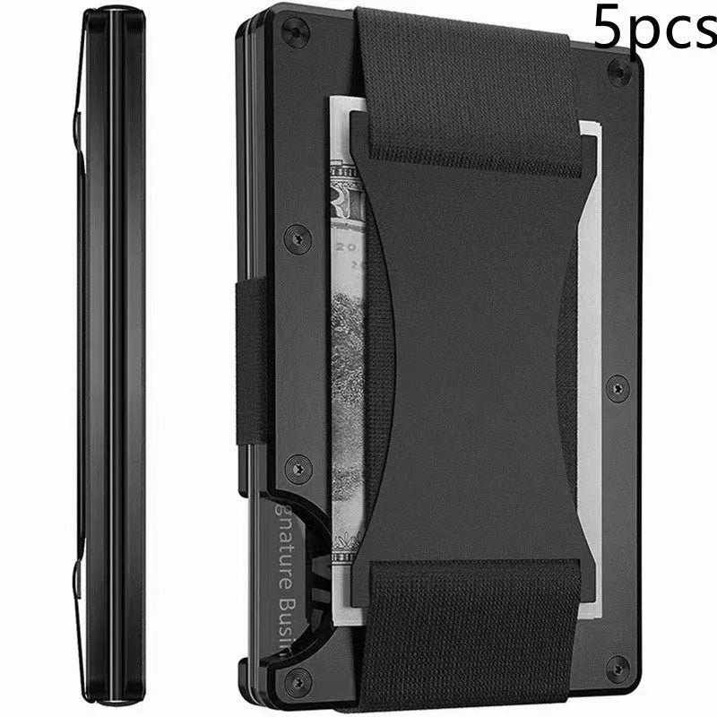 Metal RFID card bag wallet with frosted finish, coin pocket, card position, unisex design, available in multiple colours