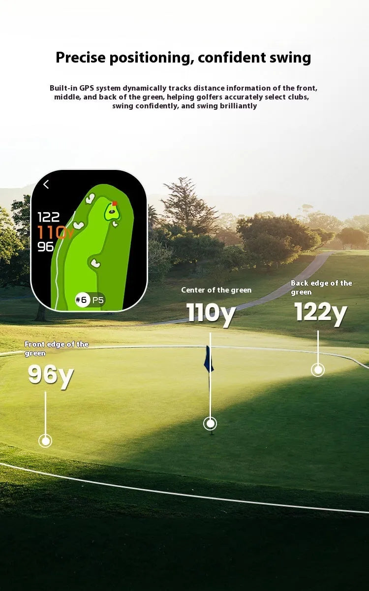 Black GenePro G1 GPS golf rangefinder with optical lens and AMOLED touchscreen display