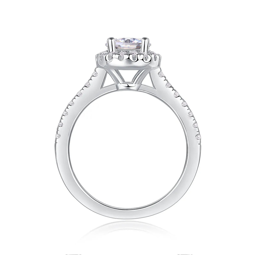 1-carat moissanite wedding ring set in S925 silver with platinum plating, gift box, GRA certificate