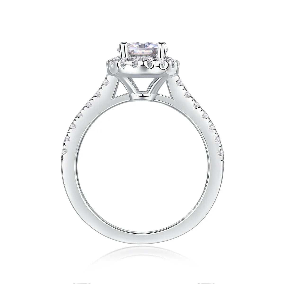 1-carat moissanite wedding ring set in S925 silver with platinum plating, gift box, GRA certificate