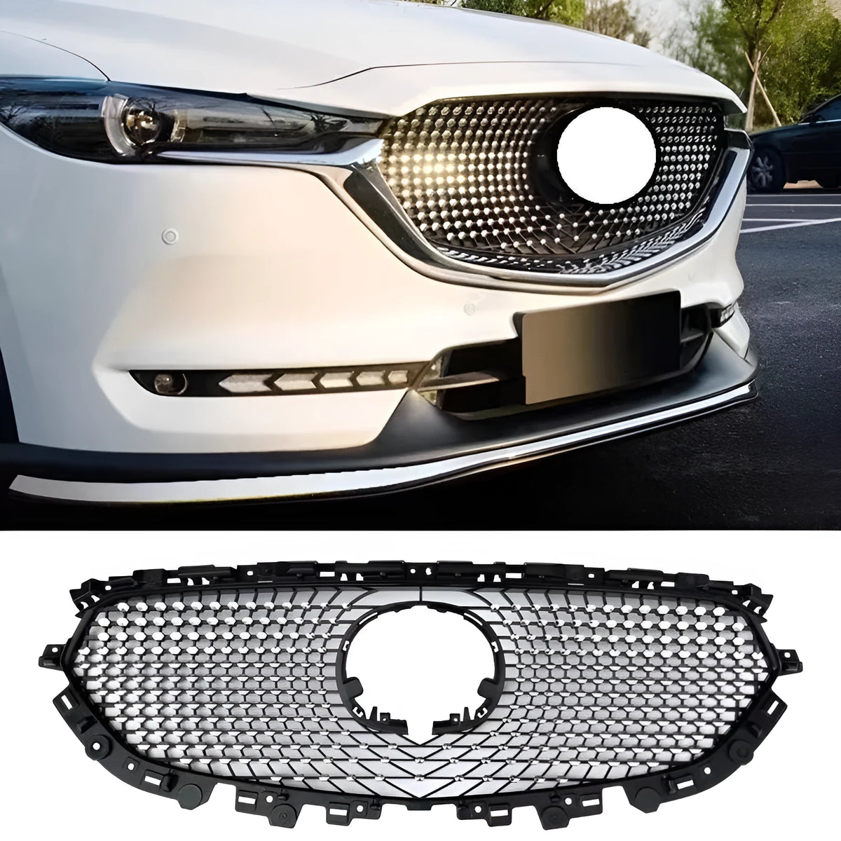 Mazda CX5 second generation GT style black mesh front grille decoration for car modification.