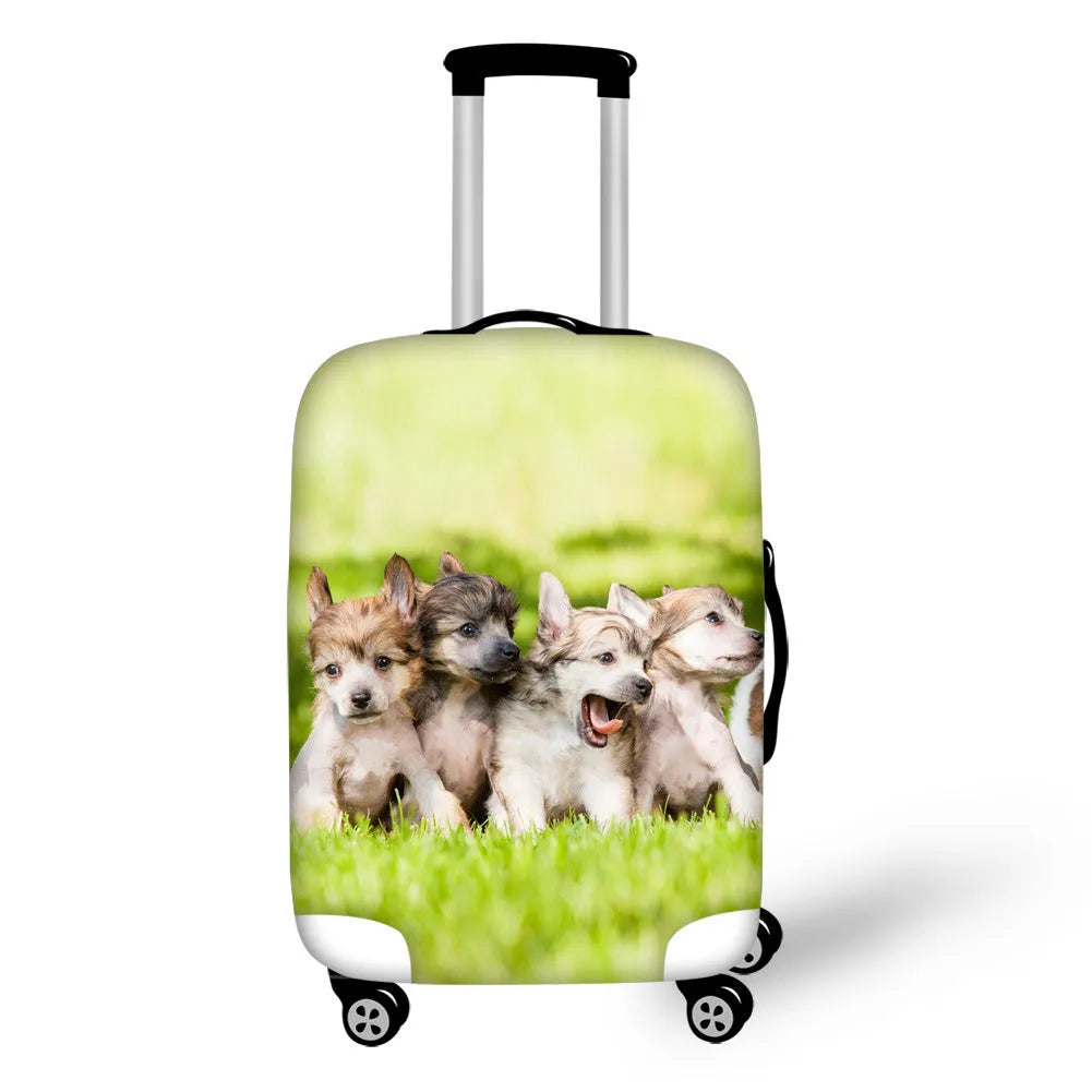 3D Animal Suitcase Cover in polyester with zipper opening and printed animal design on a suitcase
