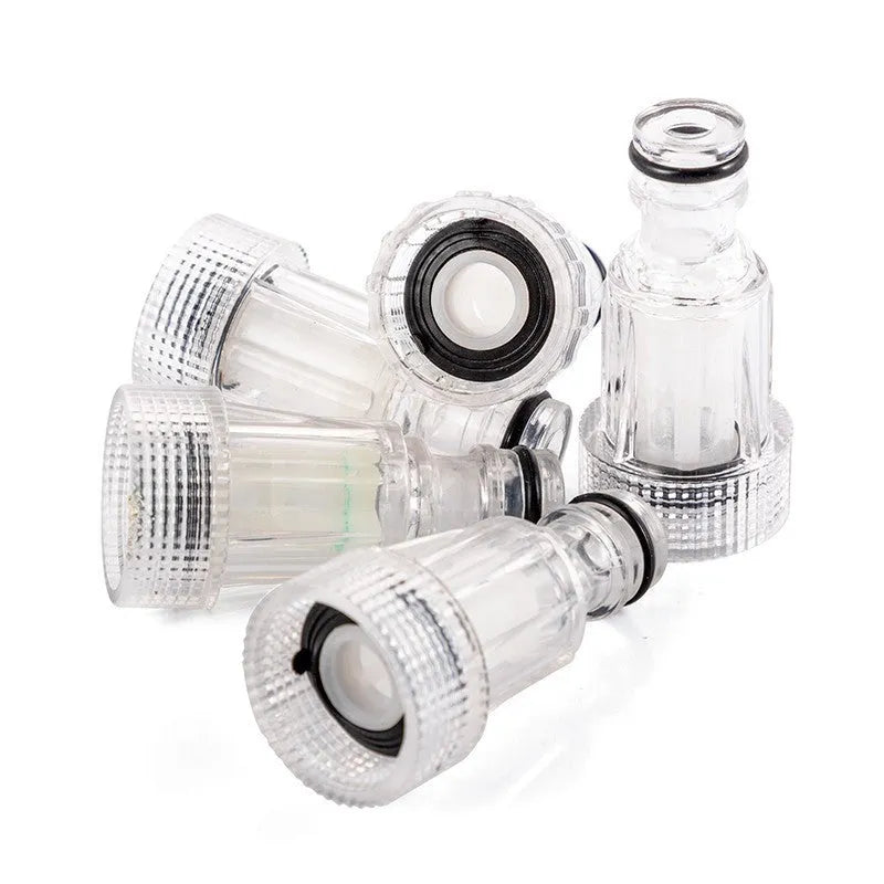 Transparent plastic inlet joint for Karcher pressure washers with filter screen