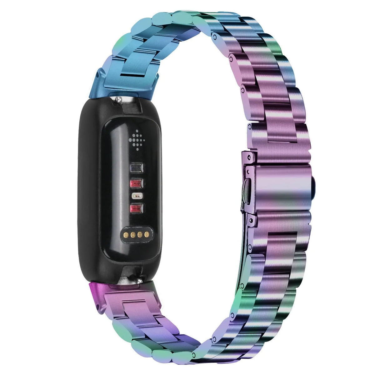 Stainless steel Apple Watch strap for Inspire 3 with three-bead design in multiple colour options
