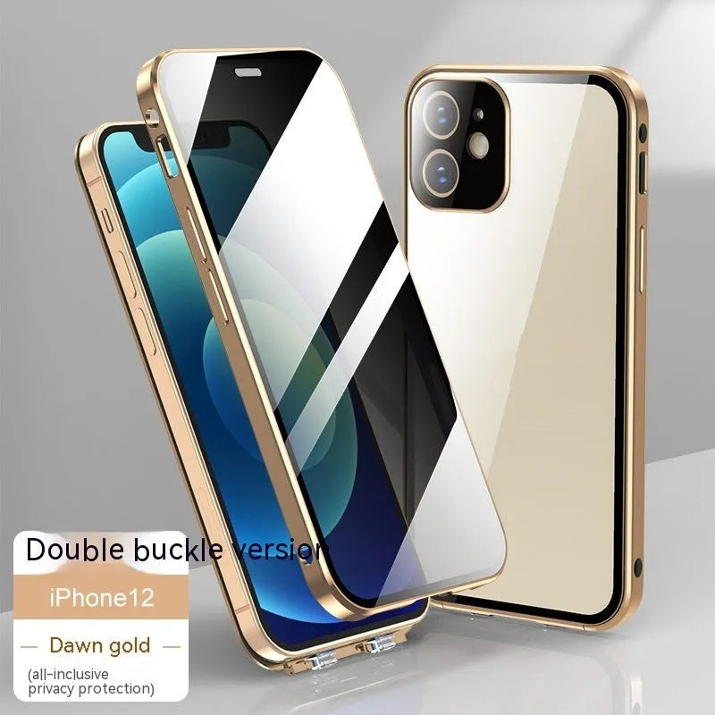 iPhone phone case with privacy screen and double buckle attachment in multiple colour options