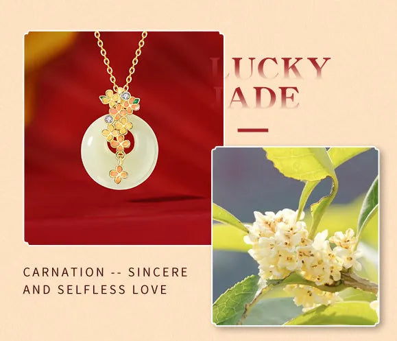 925 silver Hetian jade necklace with natural peace buckle pendant and cross chain