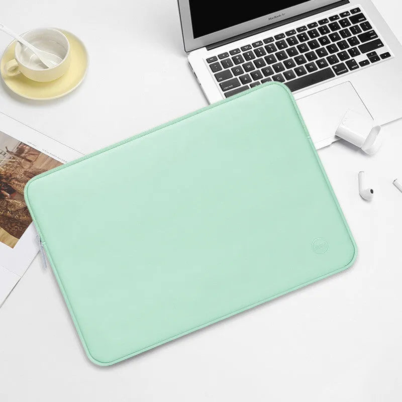 Mint green PU leather laptop liner bag for 13 inch notebook