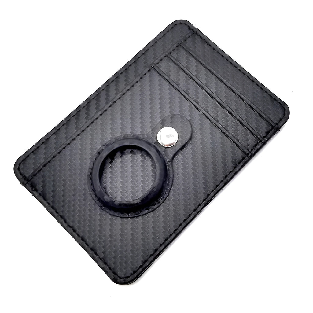 Ultra-thin RFID card holder wallet in black PU leather with multiple card slots