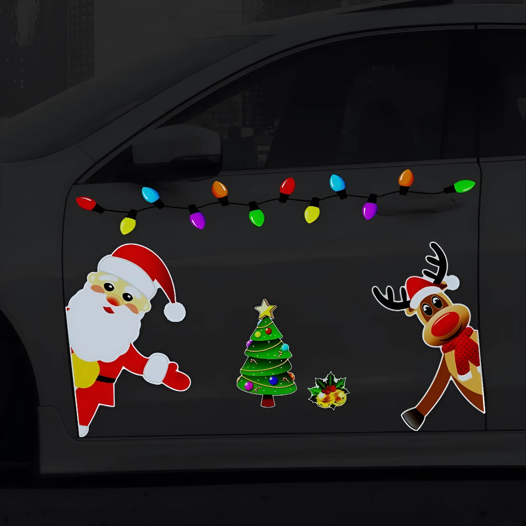Medium Christmas elk reflective magnetic car decoration sticker with cartoon design and RFM025 colour variant