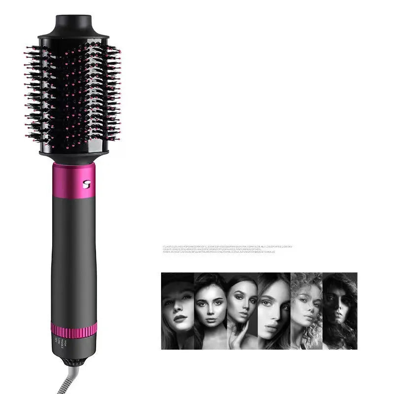 Dyson grey 5-in-1 hair dryer brush with multiple brush attachments for styling