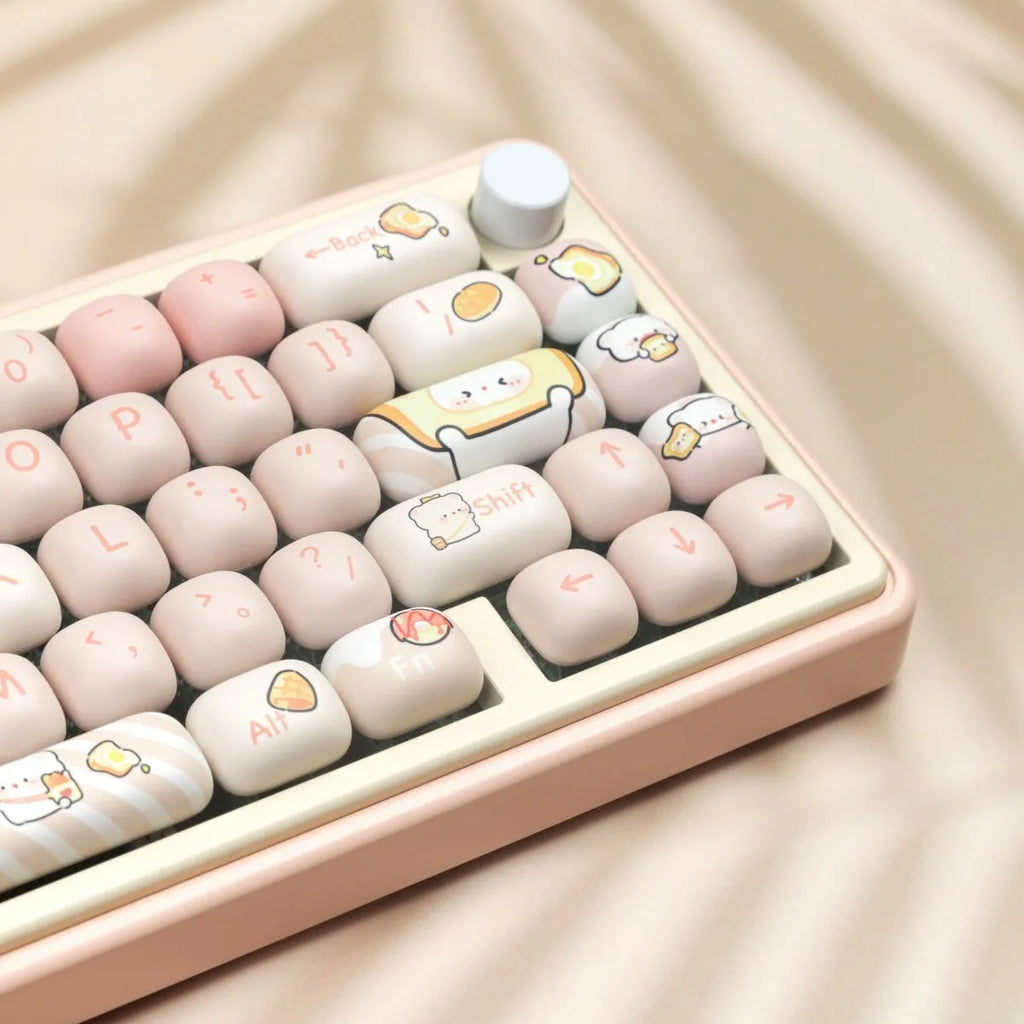 MOG profile PBT key cap set with steamed bread bear thermal sublimation designs for mechanical keyboards