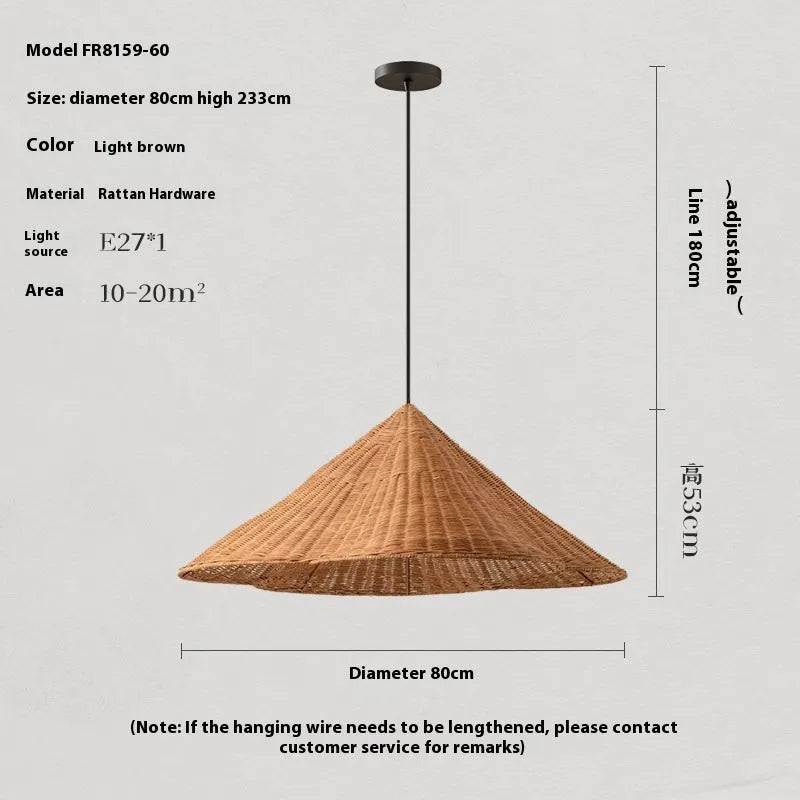 Silent Style woven rattan ceiling lamp in natural colour, shown in 50cm, 60cm, and 80cm diameter options.