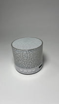White A9 Mini Cracked Bluetooth Speaker with TF card slot and LED light