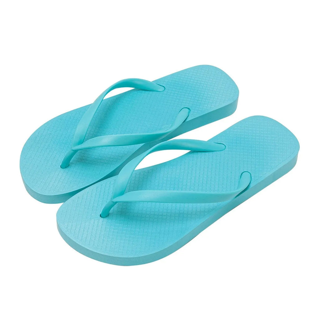 Foldable casual beach slippers in black with hollow out plastic upper and non-slip PVC sole.