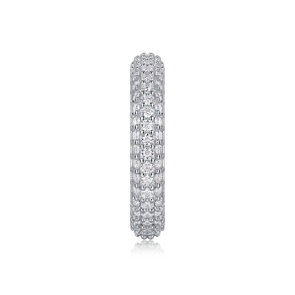 Twilight Beach moissanite wedding ring set in S925 silver with platinum plating, sizes 5-9, gift box and GRA certificate