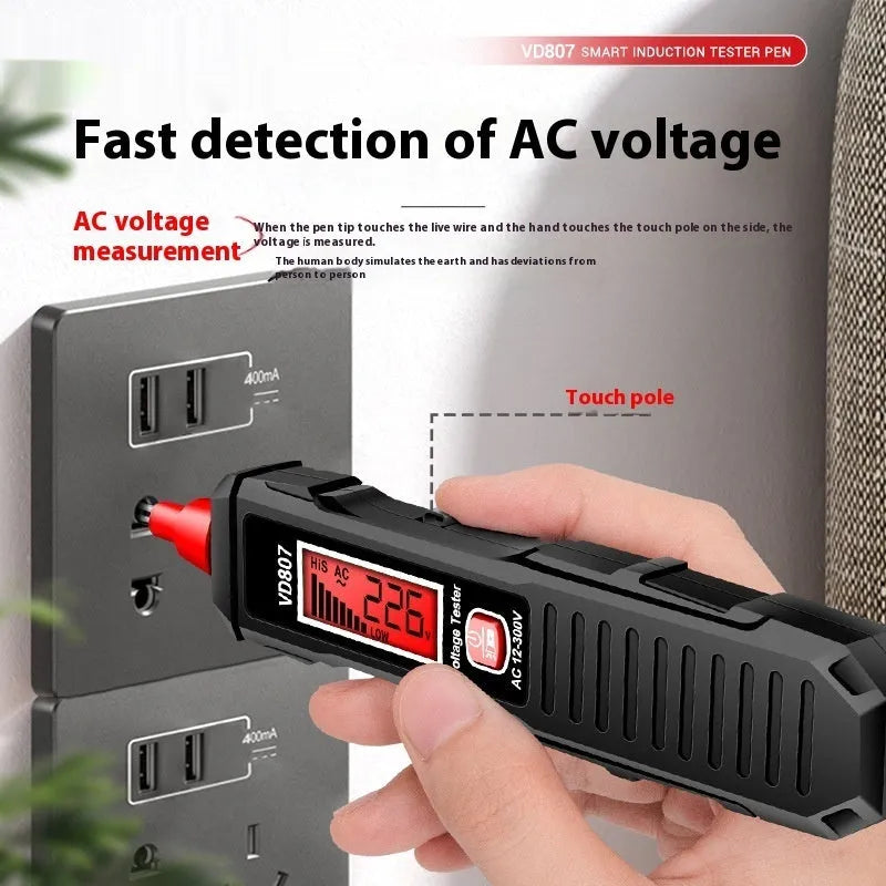 Digital voltage measuring pen with LCD display for 12V to 300V testing