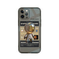 Black soft TPU iPhone case with Mars ticket graphic design, showing front and back views.