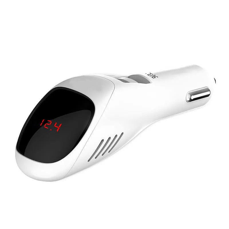 White car USB charger and air purifier combo device with negative ion generator.