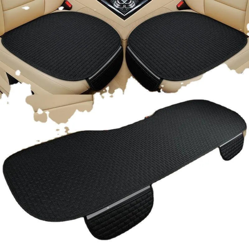 Linen car cushion set with hemmed edges in multiple colour options and configurations