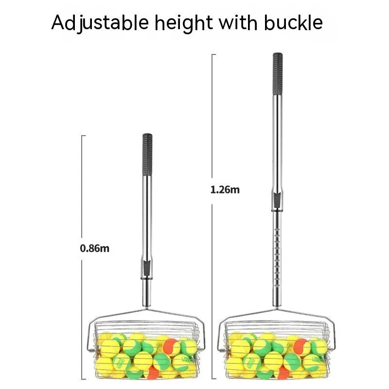 Stainless steel adjustable tennis ball picker roller for collecting tennis balls on court