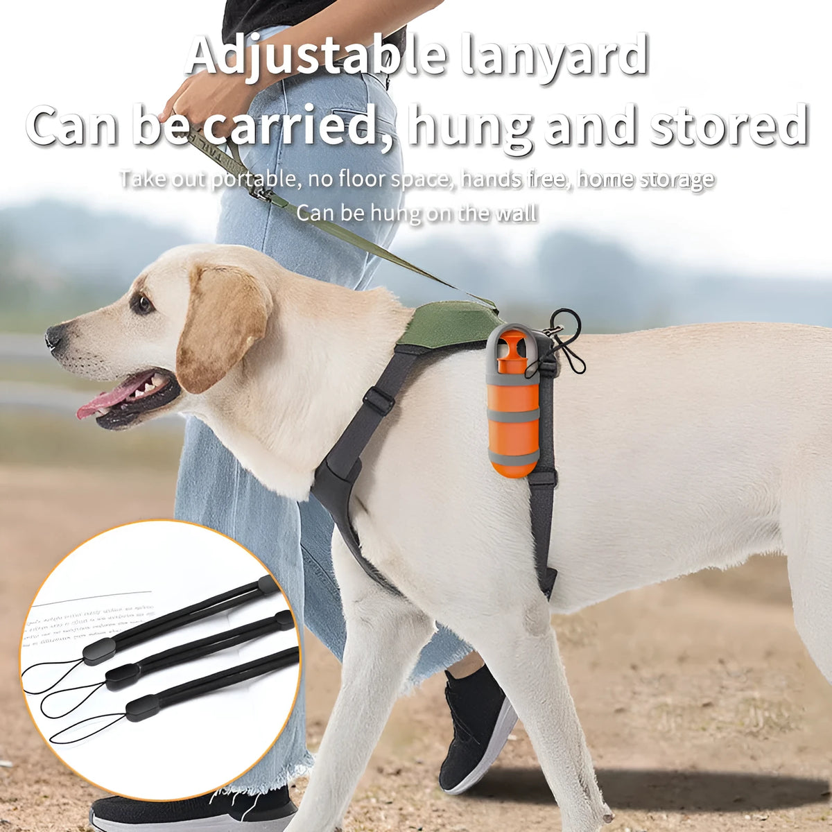 Portable plastic dog waste toilet holder with garbage bag roll, 310g pet cleaner for dog walks