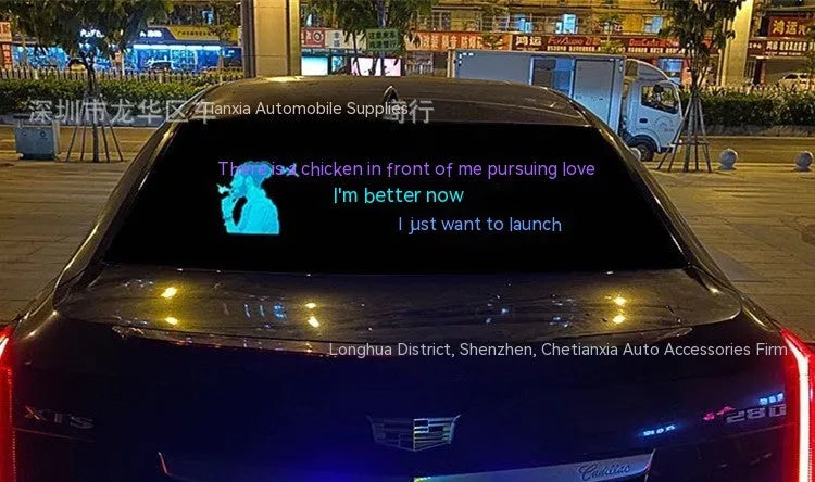 90cm by 25cm car voice control rhythm lamp with EL electroluminescent panel showing music-synchronised lighting patterns