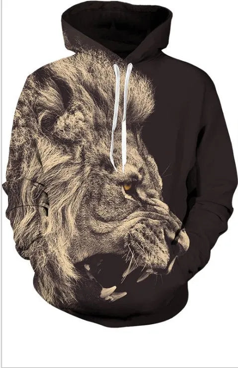3D digital print lion sweatshirt and sweatpants set in photo colour on polyester fleece