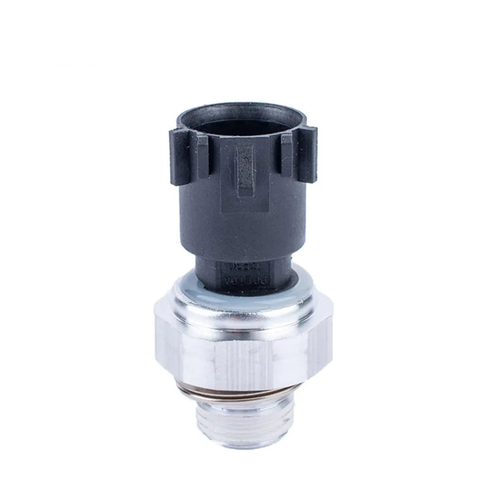 Silver automobile fuel pressure sensor for car engine diagnostics