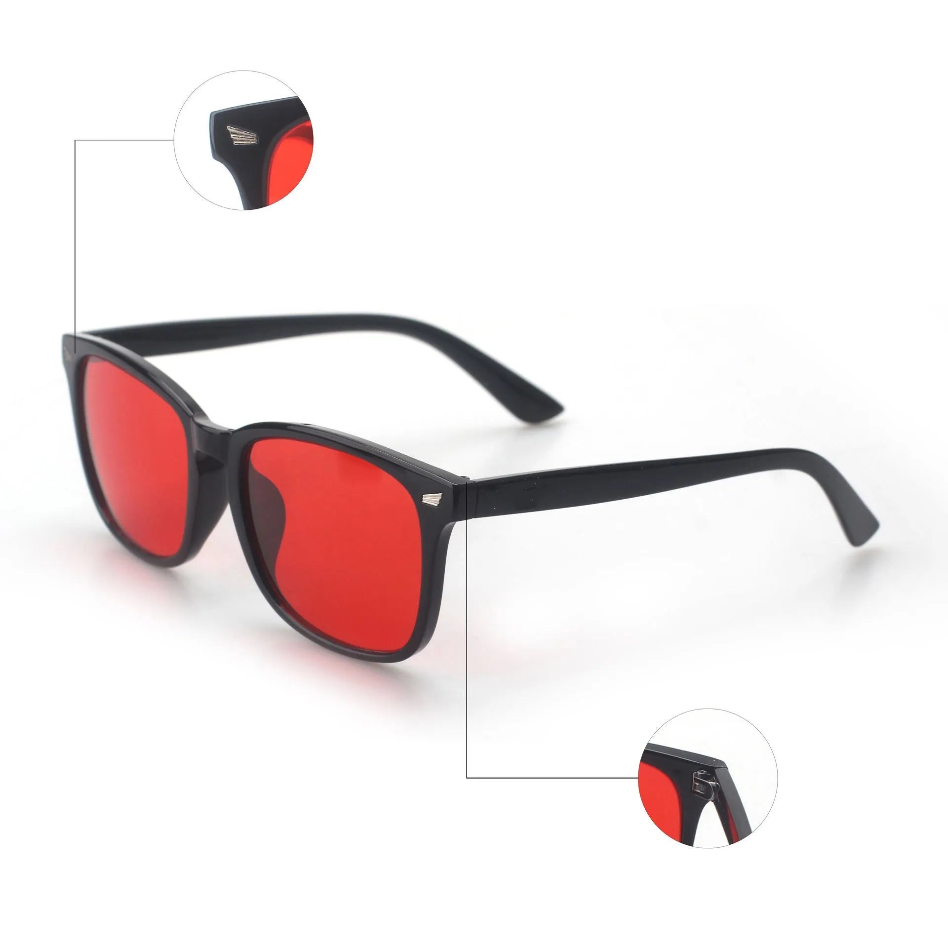 Black PC frame anti blue light UV glasses with orange red CR39 lenses for computer and gaming use