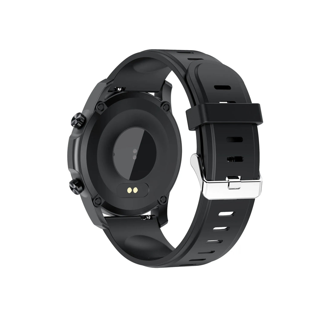 Youth2 Black smart bracelet with body temperature monitoring on a wrist, showing its 1.3-inch touch screen.