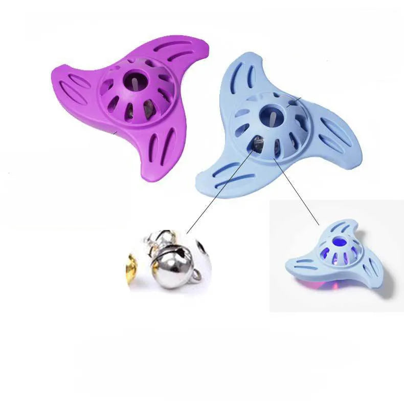 Boomerang-shaped dog chew toy with textured molar edges in purple colour