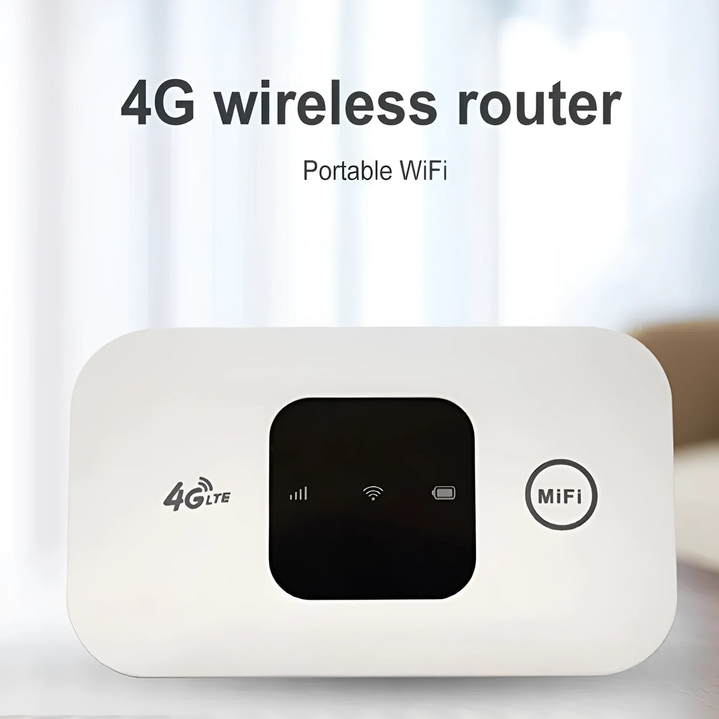 White portable 4G/3G wireless router, plastic body, 9.8x5.3x0.8cm, one slot, mobile car hotspot