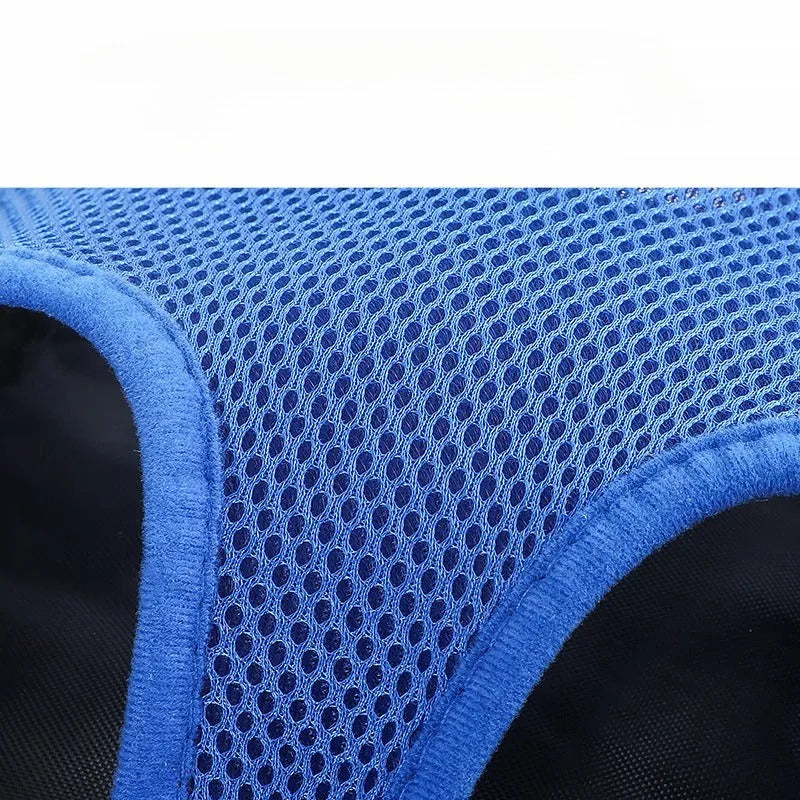 Adjustable dog carrier backpack with breathable mesh fabric shown in multiple colours
