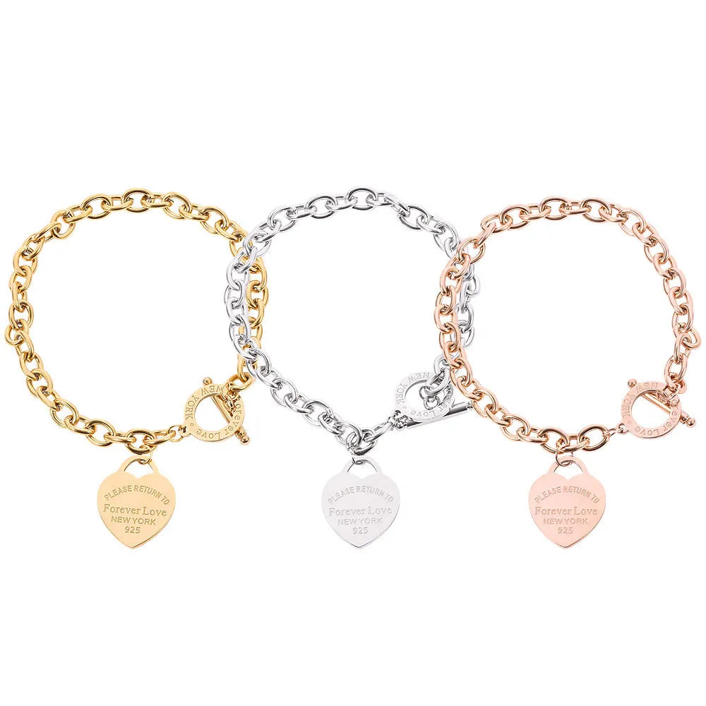 Alloy heart shape bracelet ladies electroplated jewellery Sl257 Sl258 colour styles