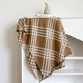 Qianjin imitation cashmere winter scarf with tassels in brown colour showing 185cm length
