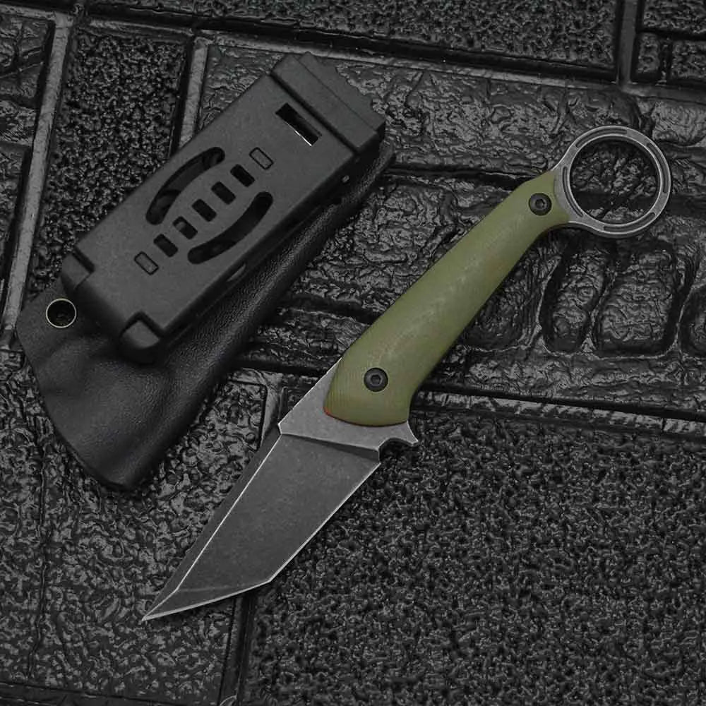 Outdoor field self-defence knife with DC53 steel blade, G10 handle, and K sheath