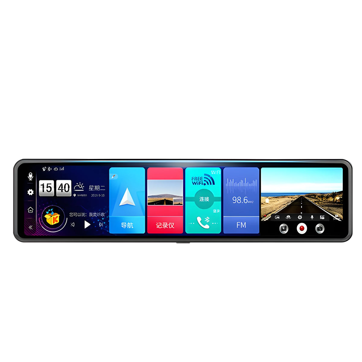 12 inch 4G smart streaming media driving recorder with 11.88 inch full screen and front and rear cameras