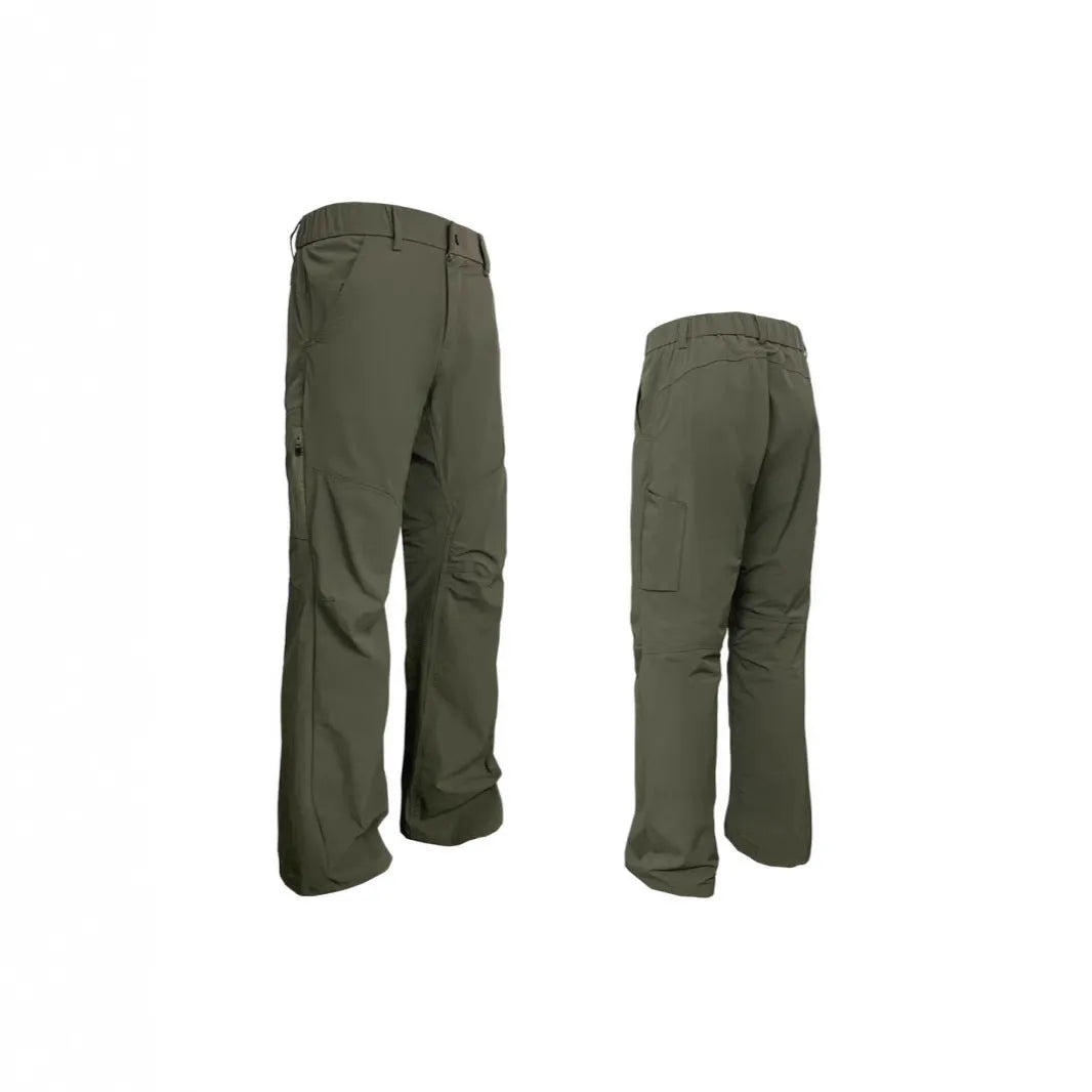 3D cut straight leg casual trousers with elastic waistband in dark grey colour