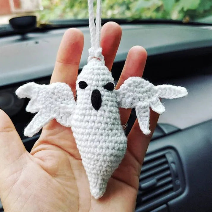 Plush hand-woven automobile hanging ornament with cartoon design for car interior decoration